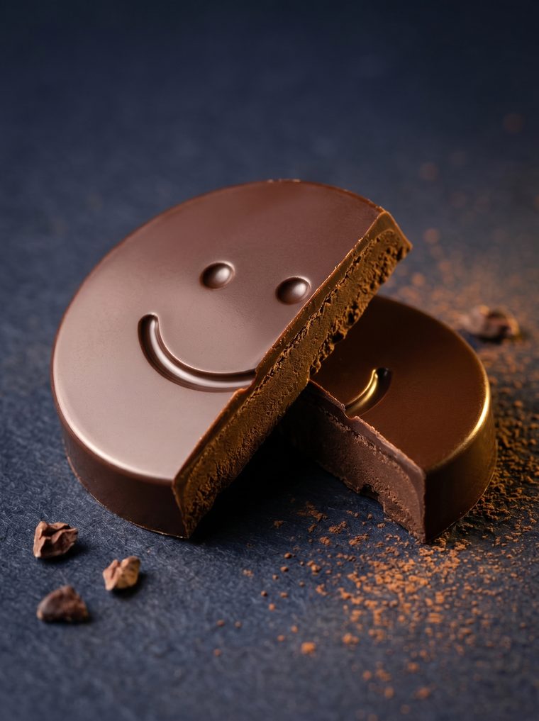 Palet SMILE en chocolat noir 70 %, sourire embossé